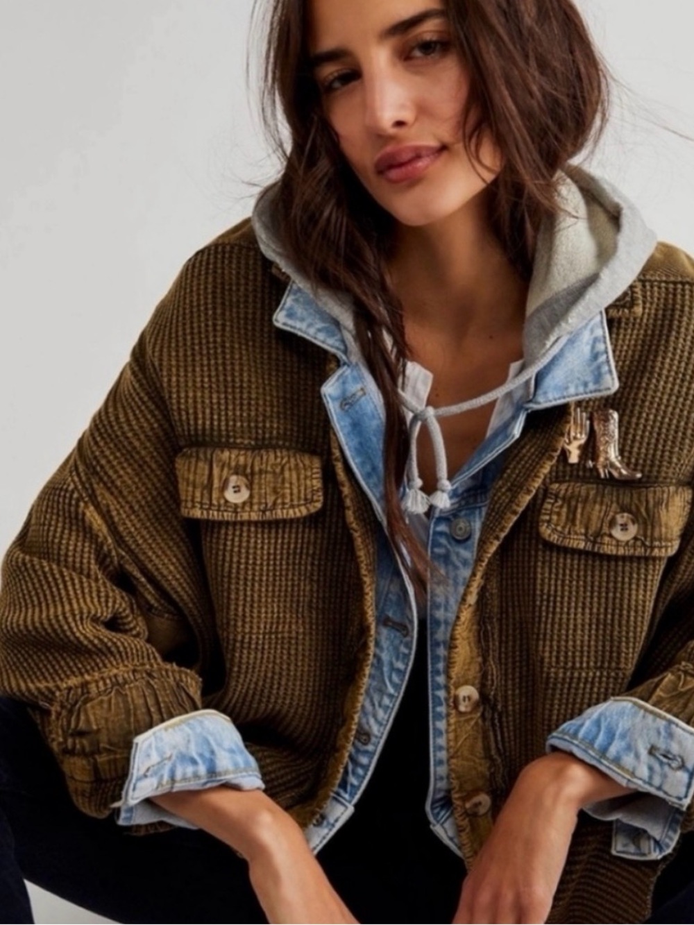 Free People One Scout Jacket Olive Green - Picture 2 of 10